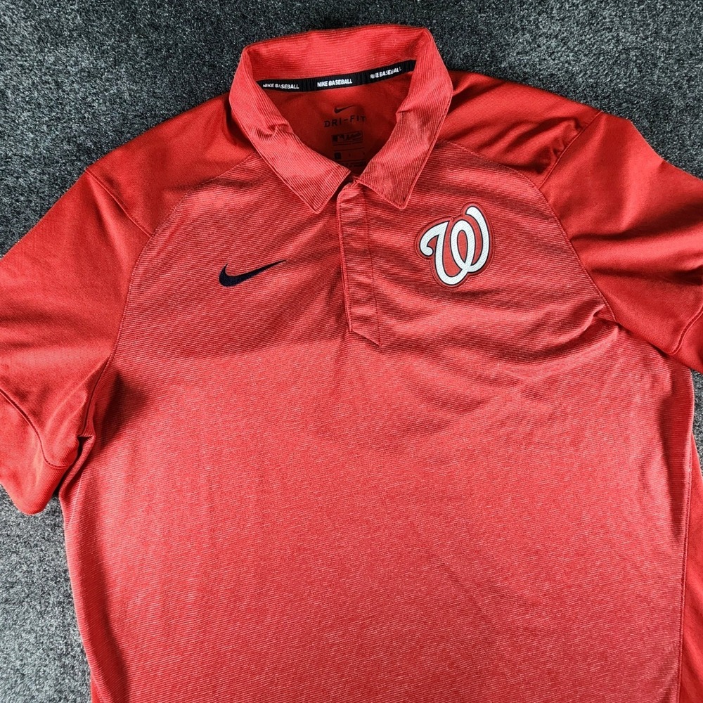 Nike Washington Nationals MLB Polo Shirt Mens Large Red Dri-FIT 36966X-DC1